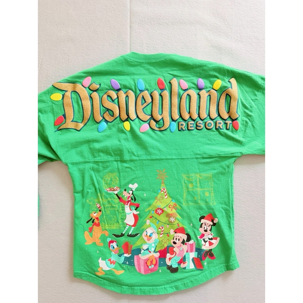 Spirit Jersey Disneyland Classic Christmas Holiday size XS puffy gold lettering